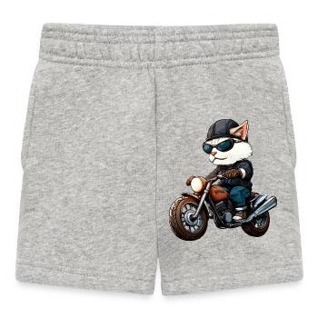 Motorcyclist Cat - Baby Shorts - heather grey - Front