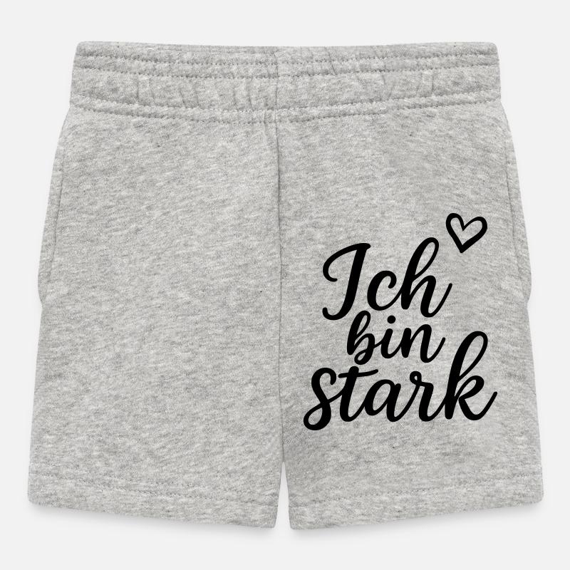 Ich bin stark - Baby Shorts - Grau meliert