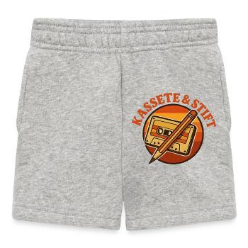 Cassette et Crayon Rétro - Short Bébé - gris chiné - Devant