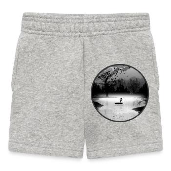 Anglers in a quiet natural setting – silhouette style - Baby Shorts - heather grey - Front