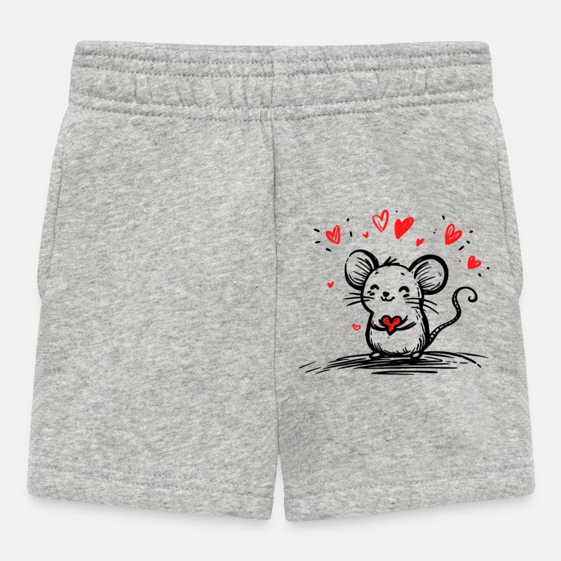 Souris amoureuse de cœurs flottants - Short Bébé - gris chiné