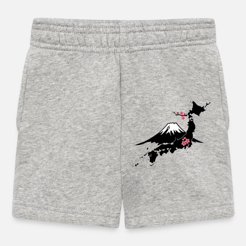 Mont Fuji avec fleurs de cerisier - Short Bébé - gris chiné