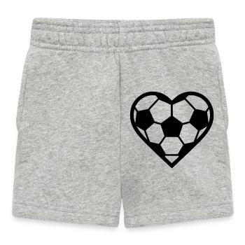 Soccer heart black - Baby Shorts - heather grey - Front