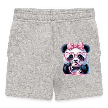Panda mignon avec des lunettes et une bulle de savon - Short Bébé - gris chiné - Devant