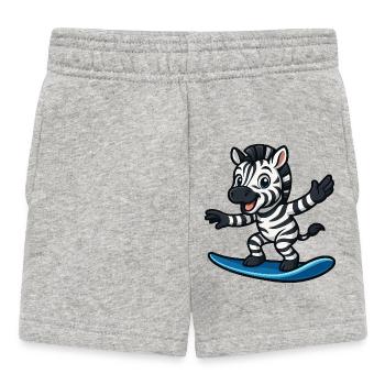 Cooles Zebra Surfer Strand Outfit Schwimmer Kids - Baby Shorts - Grau meliert - Vorne