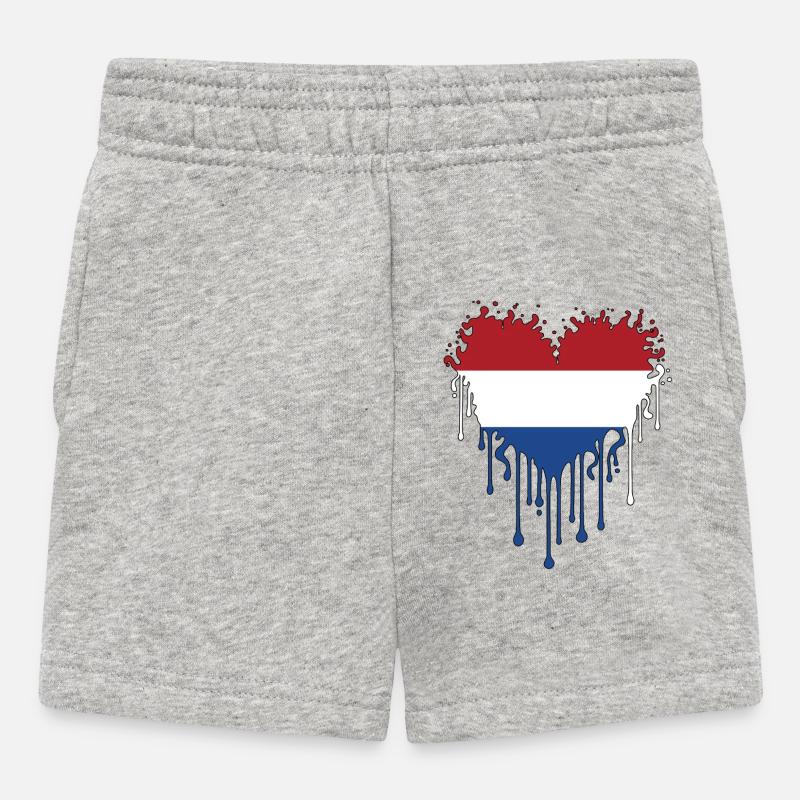 Drapeau néerlandais Dripping Heart - Short Bébé - gris chiné