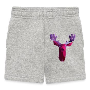 Red geometric deer with amethyst horns - Baby Shorts - heather grey - Front