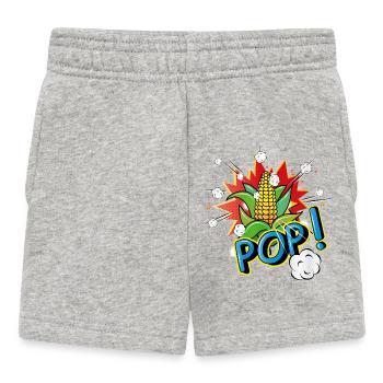 Pop Art Style Corn on the Cob with Popcorn Effect - Baby Shorts - heather grey - Front