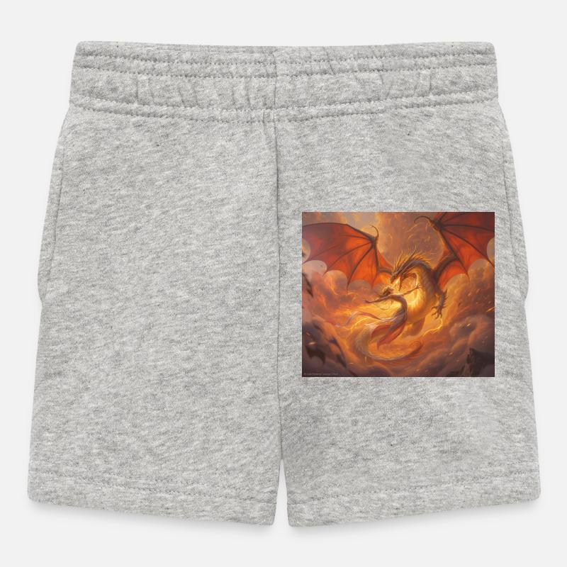 Fire Dragon with Phoenix on the Clouds - Baby Shorts - heather grey