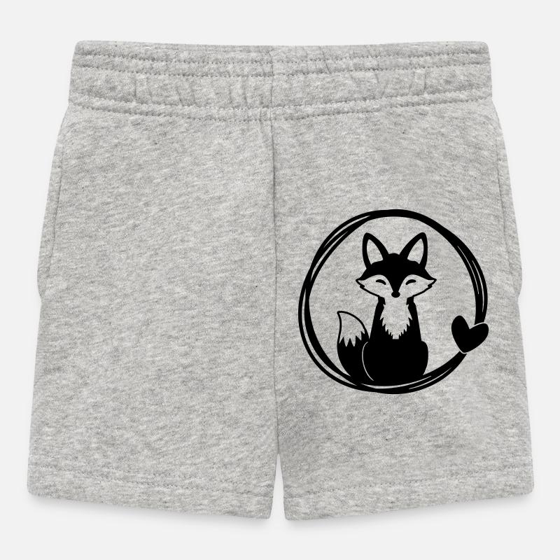 Renard mignon en couronne de coeur - Short Bébé - gris chiné