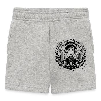 Urbanes Skyline Shirt – Frau mit Kopfhörern - Baby Shorts - Grau meliert - Vorne