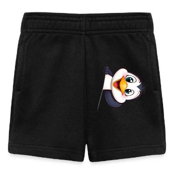 Cute penguin looking out cartoon animal motif - Baby Shorts - black - Front