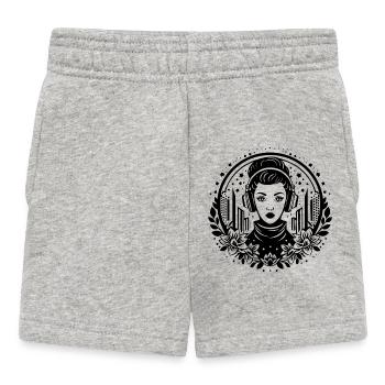 Urbanes Skyline Shirt – Frau mit Kopfhörern - Baby Shorts - Grau meliert - Vorne