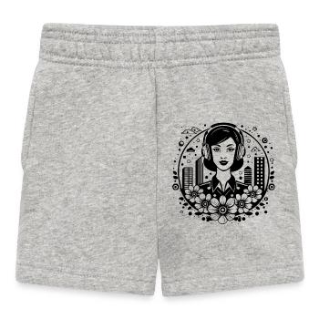 Woman Face – Woman, Headphones, Skyline, Square - Baby Shorts - heather grey - Front