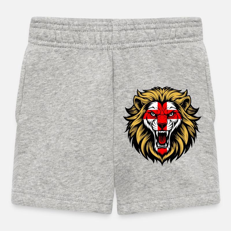 Angleterre George Croix Drapeau Féroce Lion Face Design - Short Bébé - gris chiné