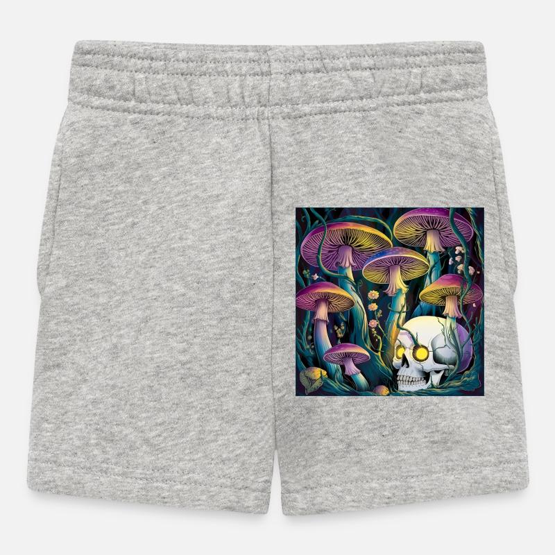 Illustration de crâne de champignon gothique néon - Short Bébé - gris chiné