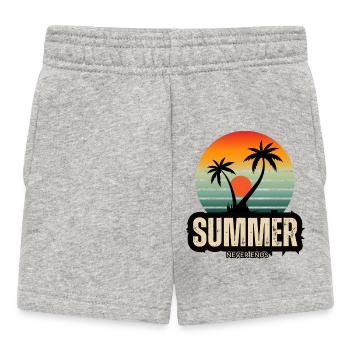 Summer Action Sunset with Palm Trees - Baby Shorts - heather grey - Front