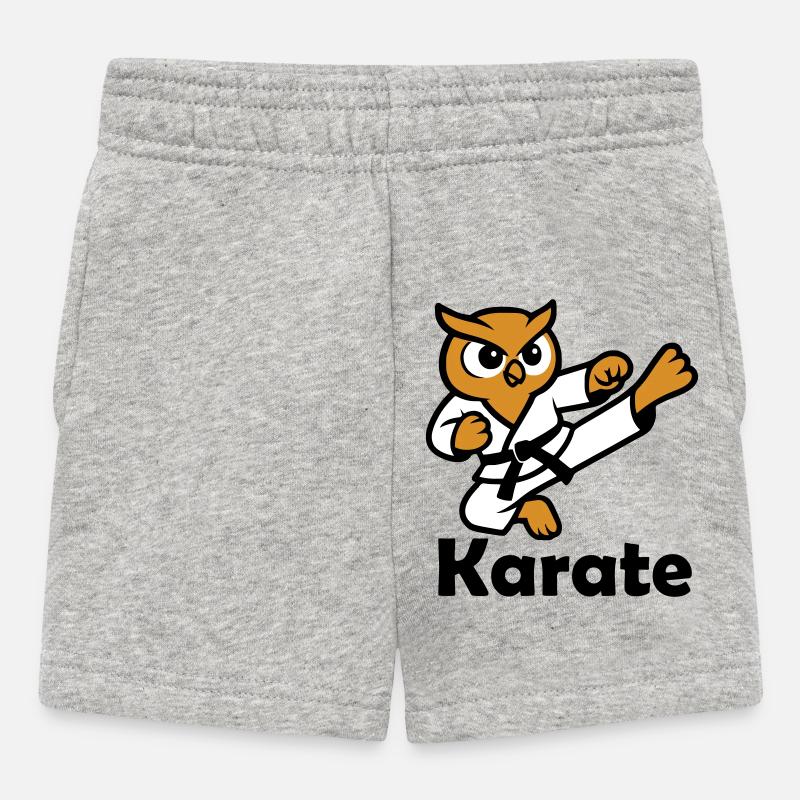 Karate Eule - Baby Shorts - Grau meliert