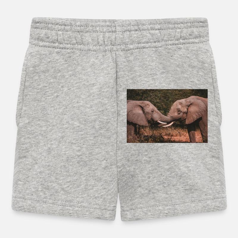 Elephants Intertwining Trunks  - Baby Shorts - heather grey