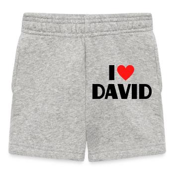 I love David Rotes Herz Liebe Fan Geschenk - Baby Shorts - Grau meliert - Vorne