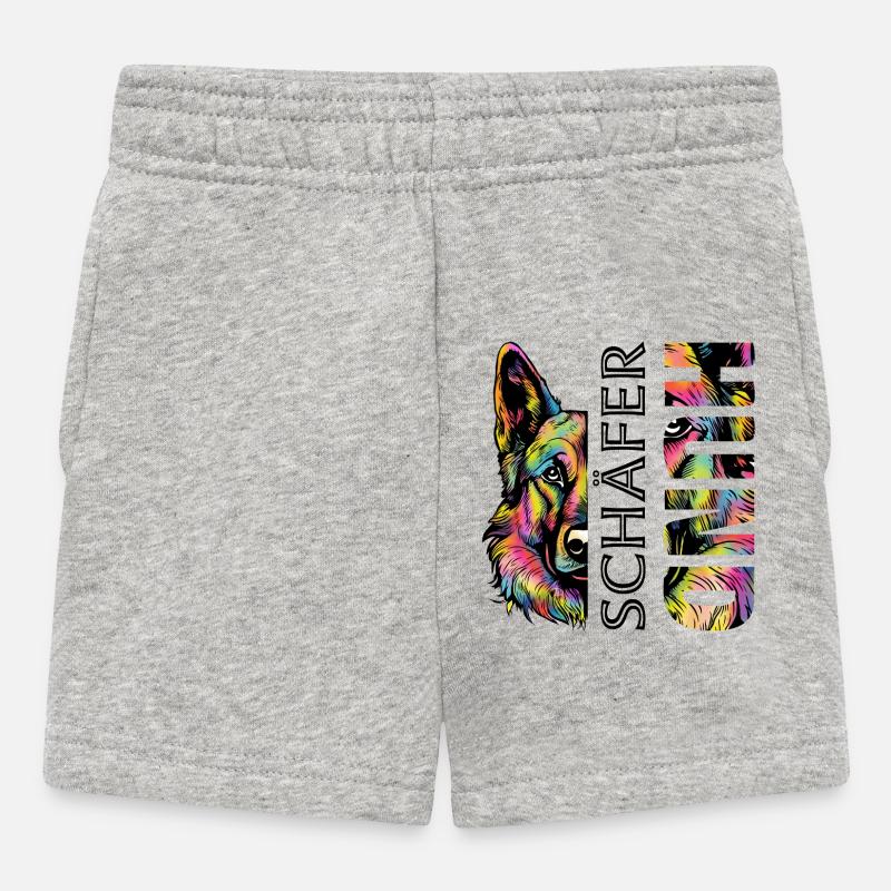 Bunter  Schäferhund - Baby Shorts - Grau meliert