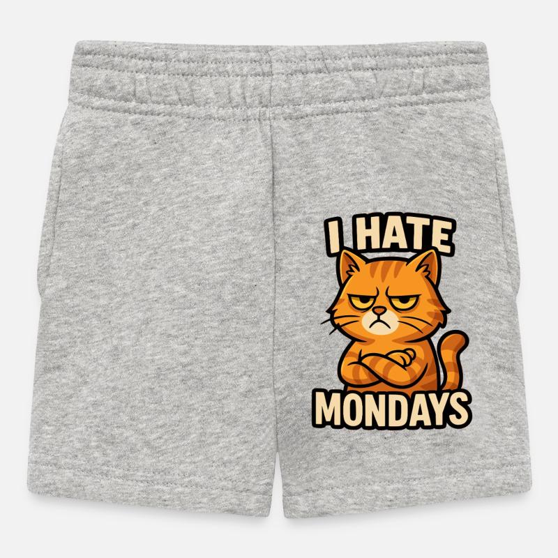Chat rancunier : design anti-lundi - Short Bébé - gris chiné