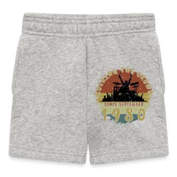 45th Birthday Rocking the Crowd DRM 09/1980 - Baby Shorts - heather grey - Front