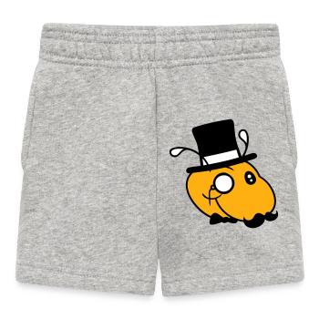 Raupe Sir Herr reich Monokel Brille Zylinder Hut - Baby Shorts - Grau meliert - Vorne