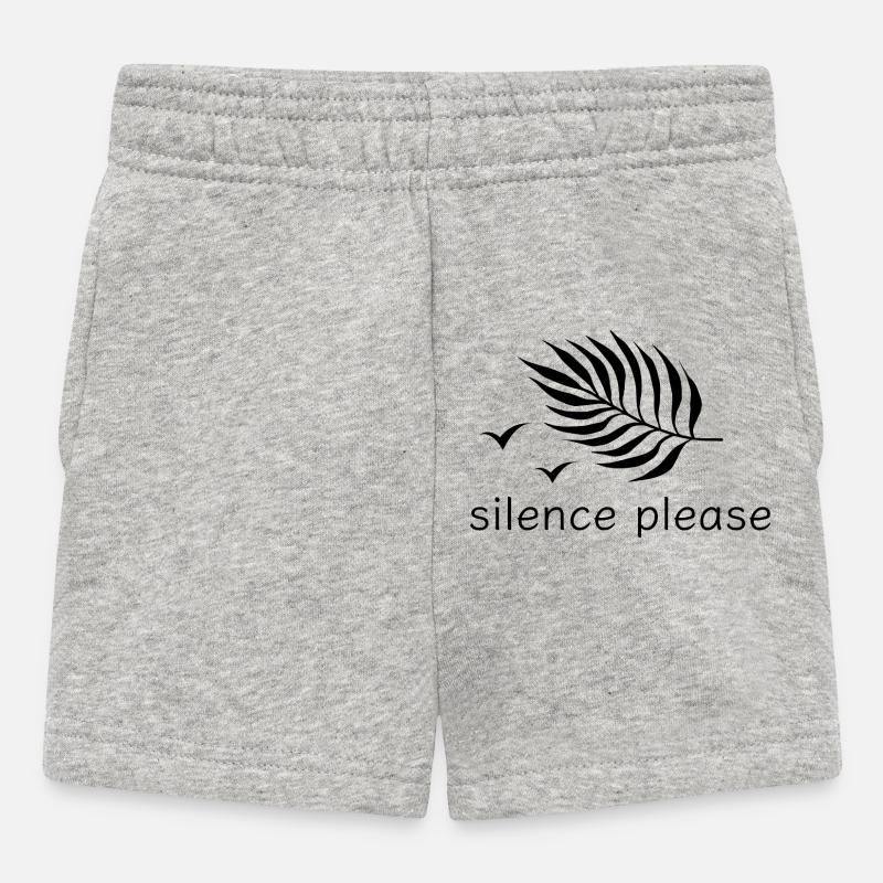 Silence please rest print design - Baby Shorts - heather grey