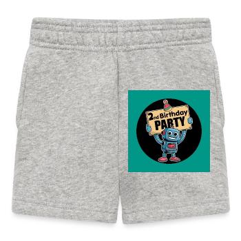 Roboter 2. Geburtstag Party Motiv - Baby Shorts - Grau meliert - Vorne