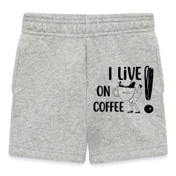 Ich lebe von Kaffee - Baby Shorts - Grau meliert - Vorne