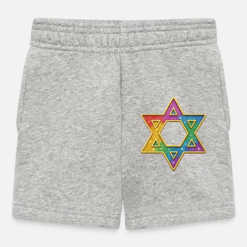 Etoile de David | Étoile de David scintillante arc-en-ciel - Short Bébé - gris chiné
