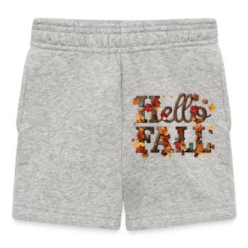 Hallo Herbst warme Herbstblätter & Buchstaben im Holzstil - Baby Shorts - Grau meliert - Vorne