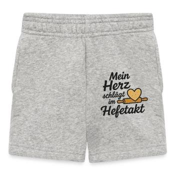 Herzbackwerk Küchenmotivausdruck Herz Hefetakt - Baby Shorts - Grau meliert - Vorne