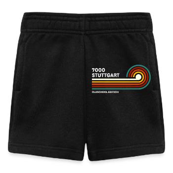 Stuttgart Retro Shirt 7000 PLZ Postleitzahl 80er - Baby Shorts - Schwarz - Vorne