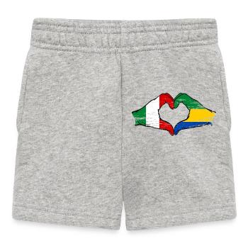 Italie Gabon Drapeau Mains Coeur Forme Utilisé - Short Bébé - gris chiné - Devant