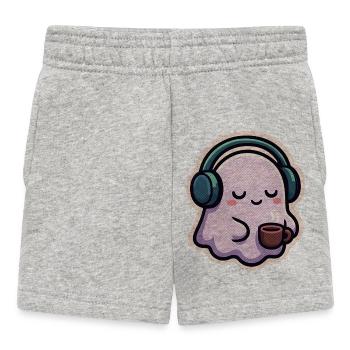 Entspannter Geist mit Kopfhörern und Kaffee - Baby Shorts - Grau meliert - Vorne