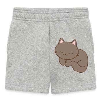 Cute Smiling Cat Illustration - Baby Shorts - heather grey - Front