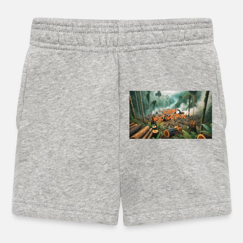 Stop Extinction: Waldschutz Design - Baby Shorts - Grau meliert
