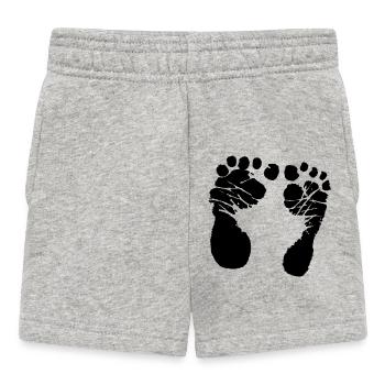 Baby-Fußabdruck – Erste Schritte fürs Herz - Baby Shorts - Grau meliert - Vorne
