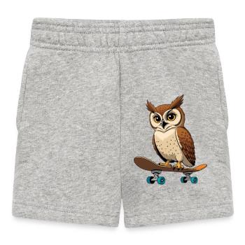 Owl on skateboard in comic style - Baby Shorts - heather grey - Front