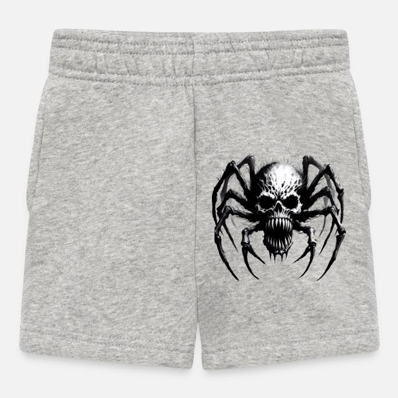 Crâne d’araignée monstre d’Halloween - Short Bébé - gris chiné
