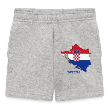 Conception du drapeau de la Croatie sur la carte - Short Bébé - gris chiné - Devant
