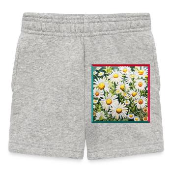 Embroidered Chamomile Floral Pattern Embroidery Garden - Baby Shorts - heather grey - Front
