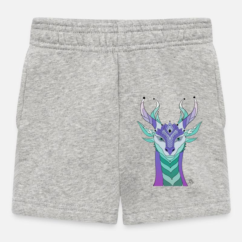 Tête de dragon imaginative aux couleurs pastel - Short Bébé - gris chiné