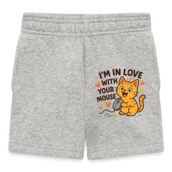 Liebenswerte Katze, die in Maus verliebt ist - Baby Shorts - Grau meliert - Vorne