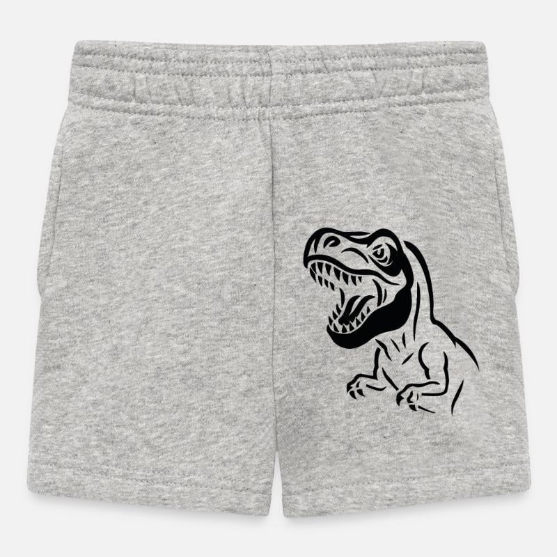 Morsure Dino Silhouette Rex - Short Bébé - gris chiné
