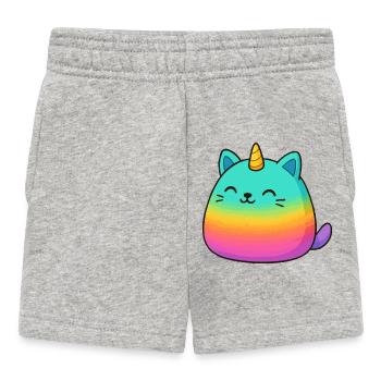 Rosa Regenbogen Einhorn Katze - Baby Shorts - Grau meliert - Vorne