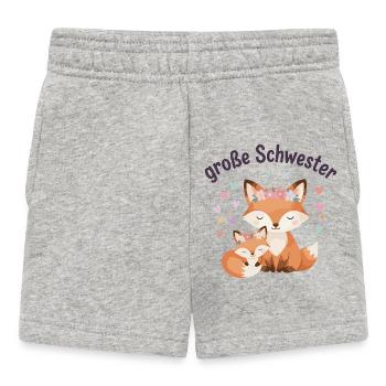 Große Schwester Fuchs mit Blumenkranz - Baby Shorts - Grau meliert - Vorne