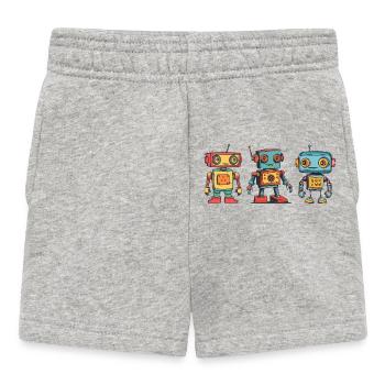 Nostalgic Retro Robot Illustration - Baby Shorts - heather grey - Front